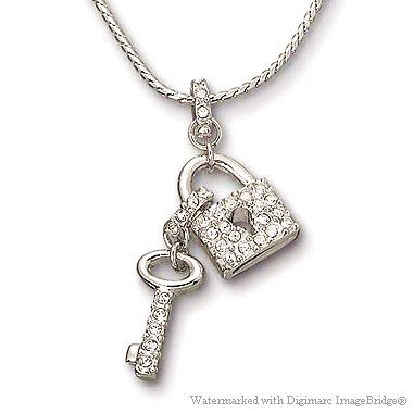 スワロフスキー Swarovski ジンジャー ロック＆キー・ペンダント（クリスタル／シルバー）｜おしゃれなレディースアクセサリー