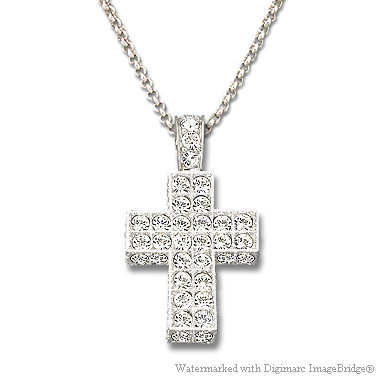 スワロフスキー Swarovski クリスタルパヴェ クロスペンダント（クリスタル／シルバー）｜おしゃれなレディースアクセサリー