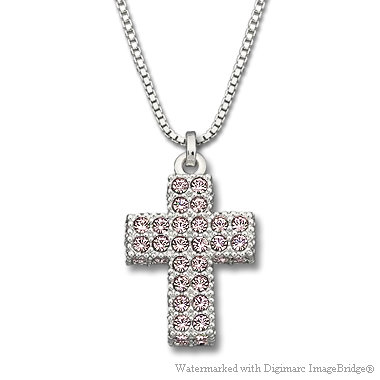 スワロフスキー Swarovski クリスタルパヴェ クロスペンダント（ライトアメジスト／シルバー）｜おしゃれなレディースアクセサリー